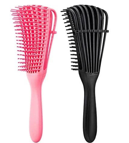 2pack Detangling Brush for Afro America Hair Textured 3a -4c Kinky Wavy Curly Coil Wet Dry Oil Thick Long Hair Knots Detangler Easy to Clean
