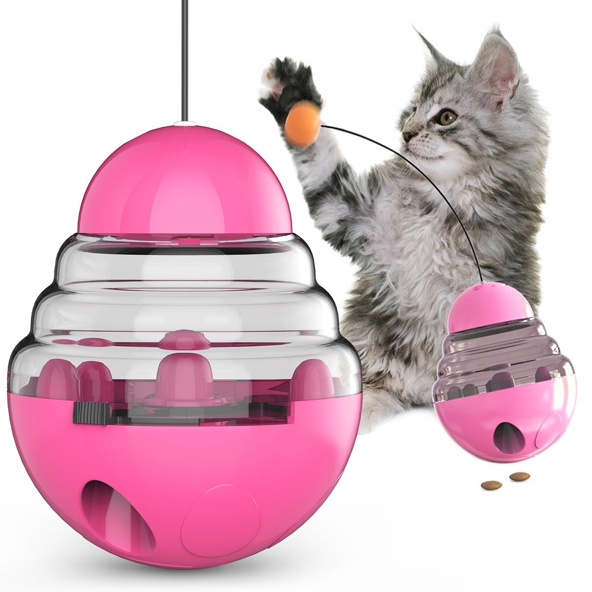 Cat Tumbler Toy Interactive Cat Food Tumbler Toys with Ball Slow Feeding  Exercise Cat Food Dispenser Treat Toys Funny Cute Cat Slow Feeder Reusable