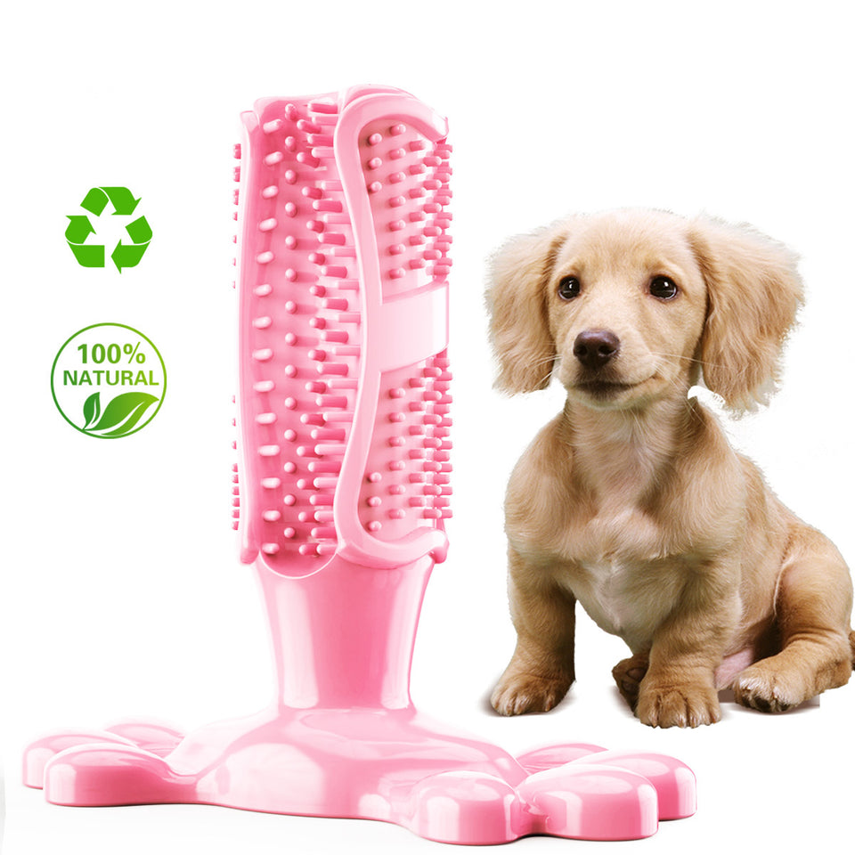 Dog Toothbrush, Dog Teeth Cleaning Toothbrush Chew Toys Puppy Dental Care Brushing Cleaning Stick Natural Rubber Bite Resistant
