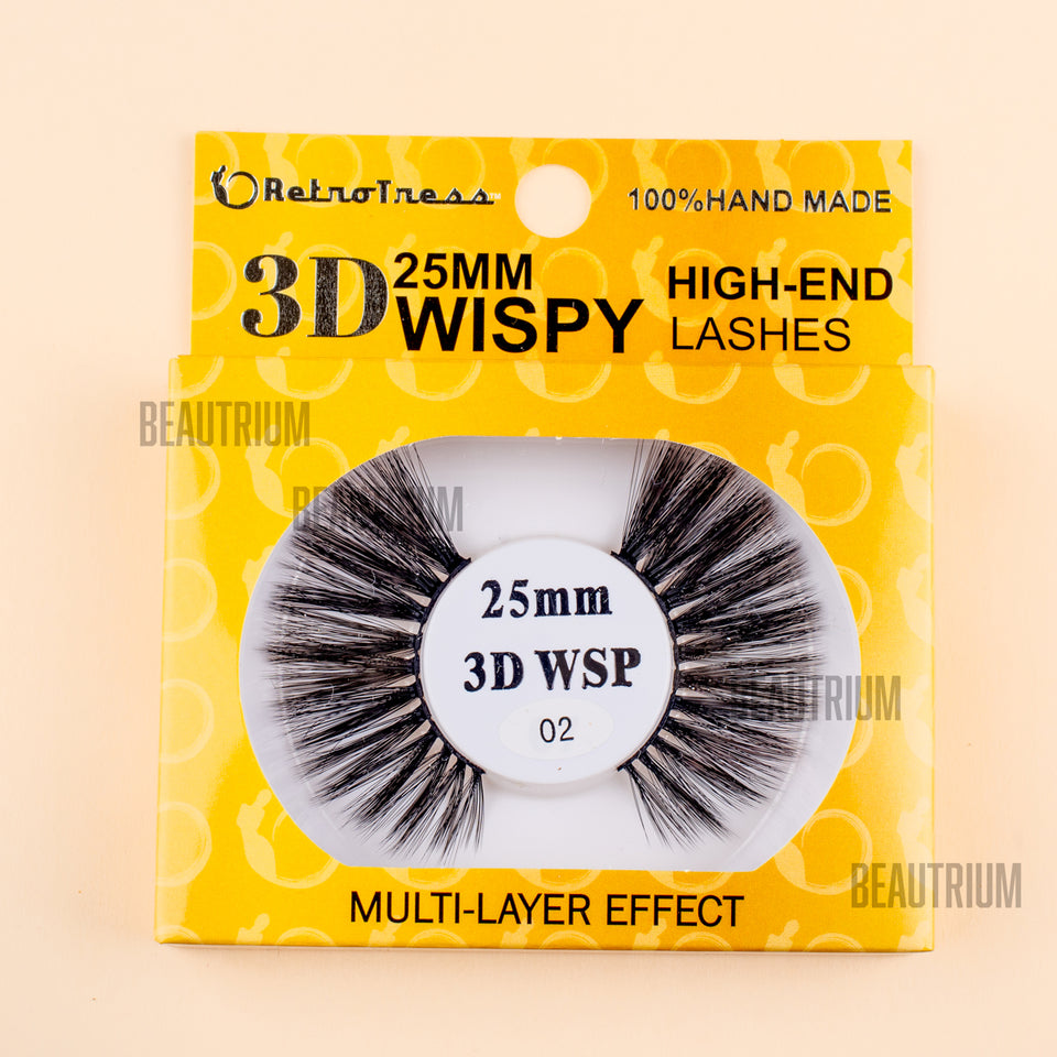 RetroTress 3D 25mm Wispy High-End Lashes Mink HAND MADE Eyelashes Bulk Variety Mixed Dramatic Long Soft Fluffy Wispy Bold Big False Eyelashes Makeup