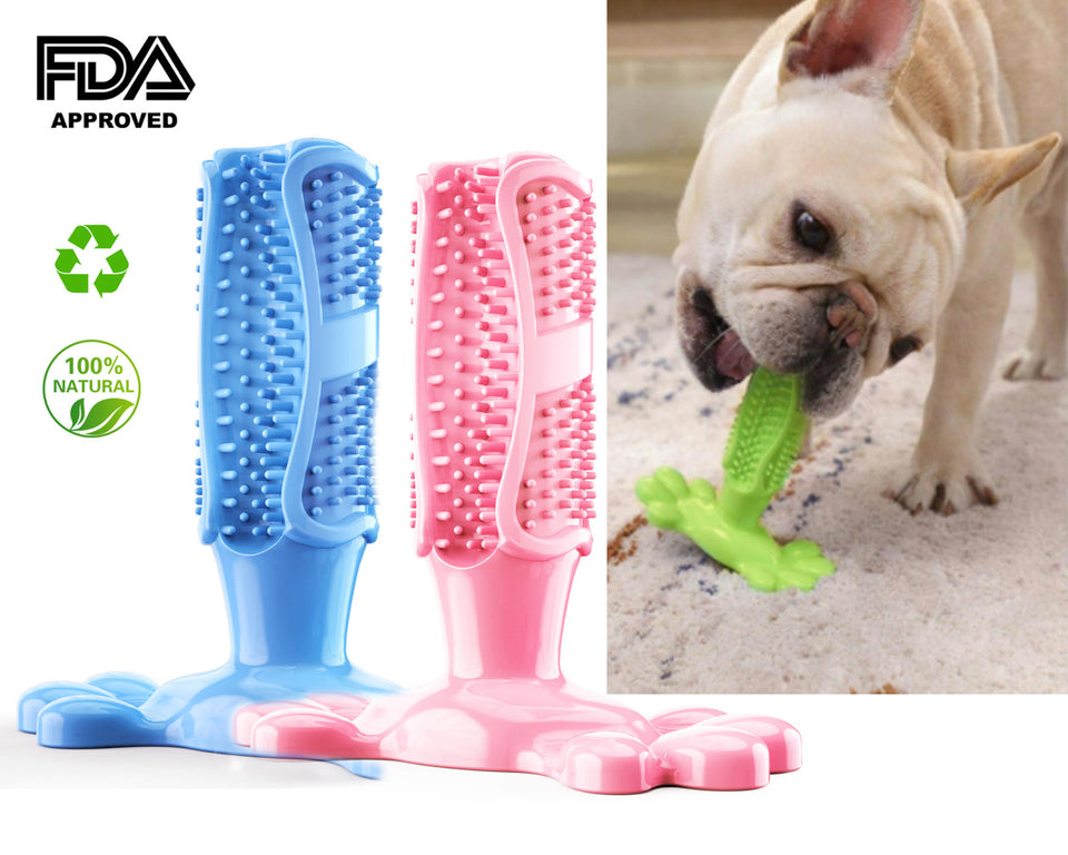 Dog Toothbrush, Dog Teeth Cleaning Toothbrush Chew Toys Puppy Dental Care Brushing Cleaning Stick Natural Rubber Bite Resistant