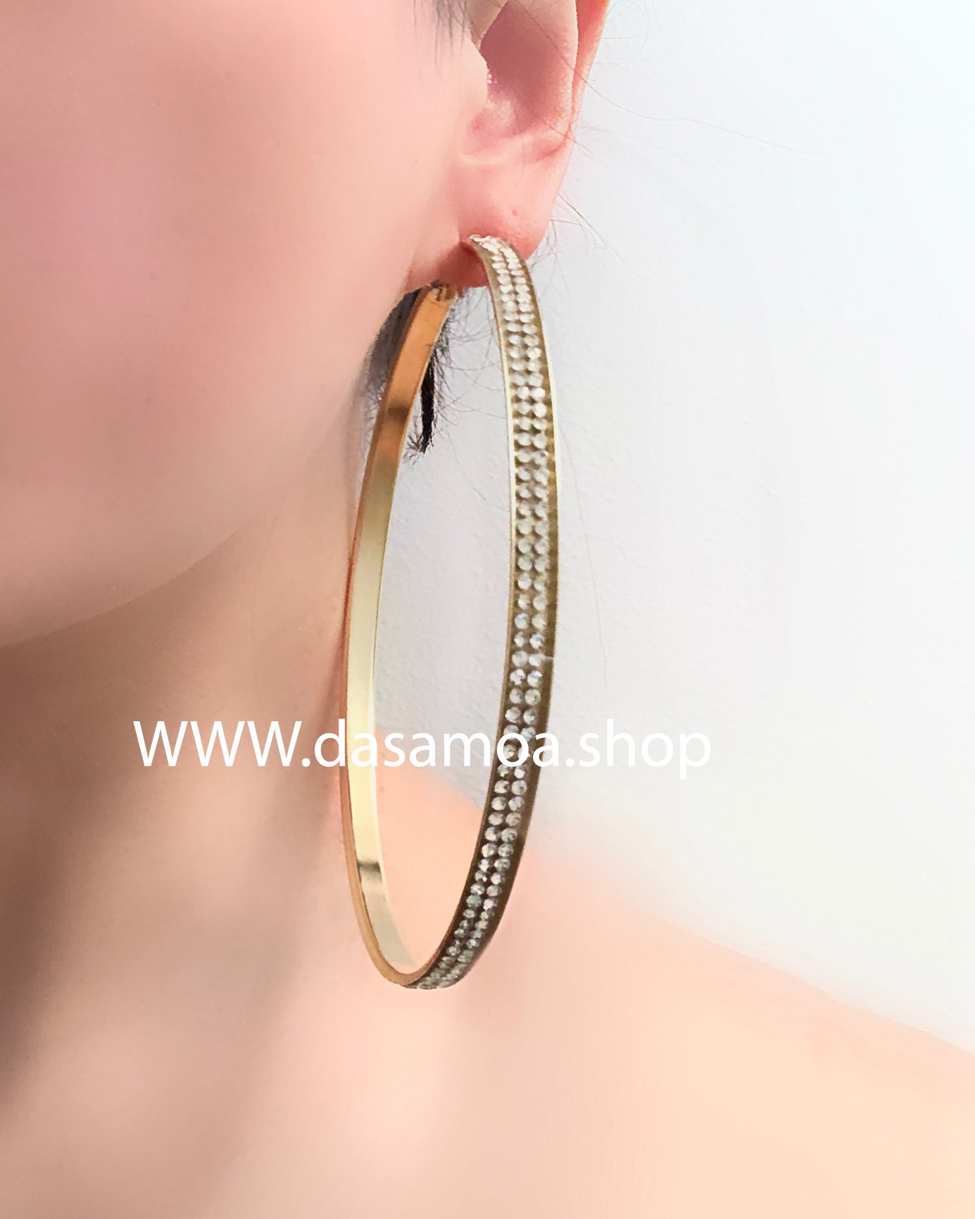 Large bling 2024 hoop earrings